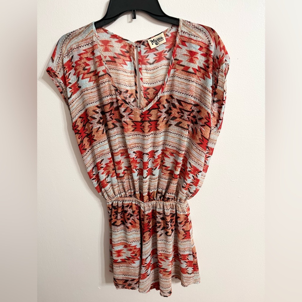 Show Me Your MuMu Multicolor Aztec Print  Festival Romper Sz M